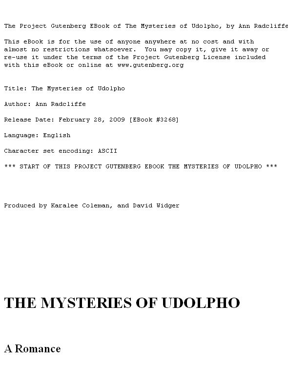 The Mysteries of Udolpho