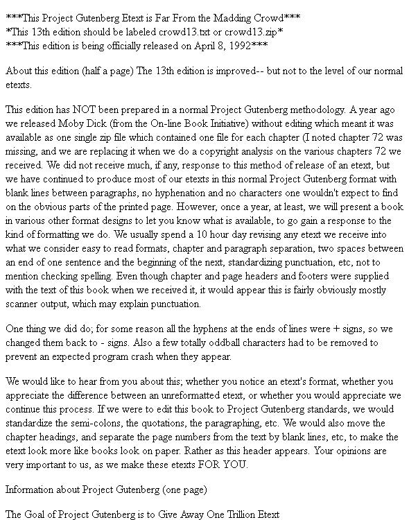 Far from the Madding Crowd