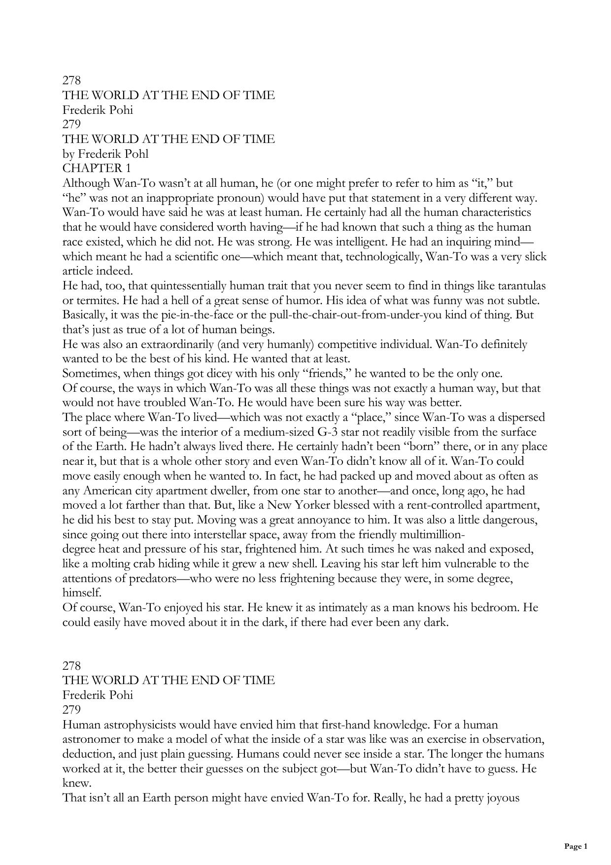 The World at the End Of Time