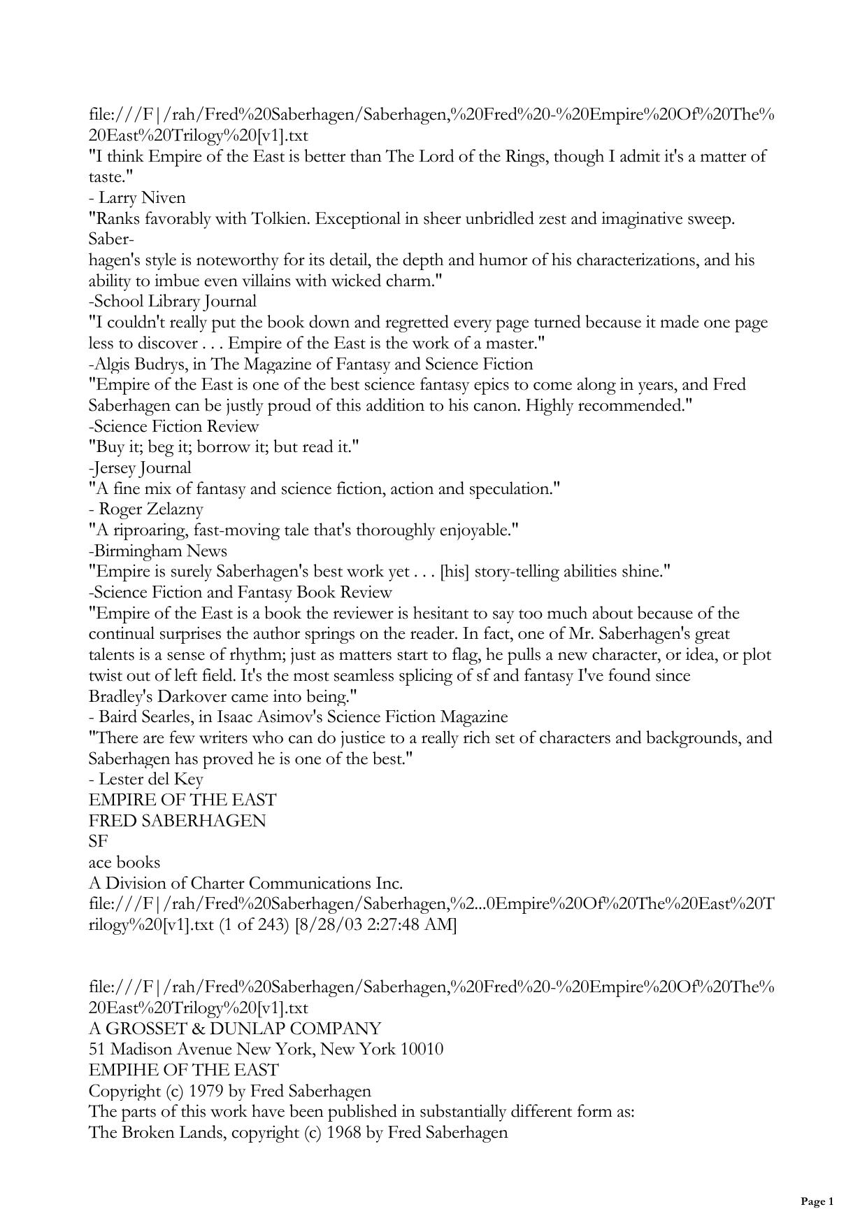 Empire of the East trilogy