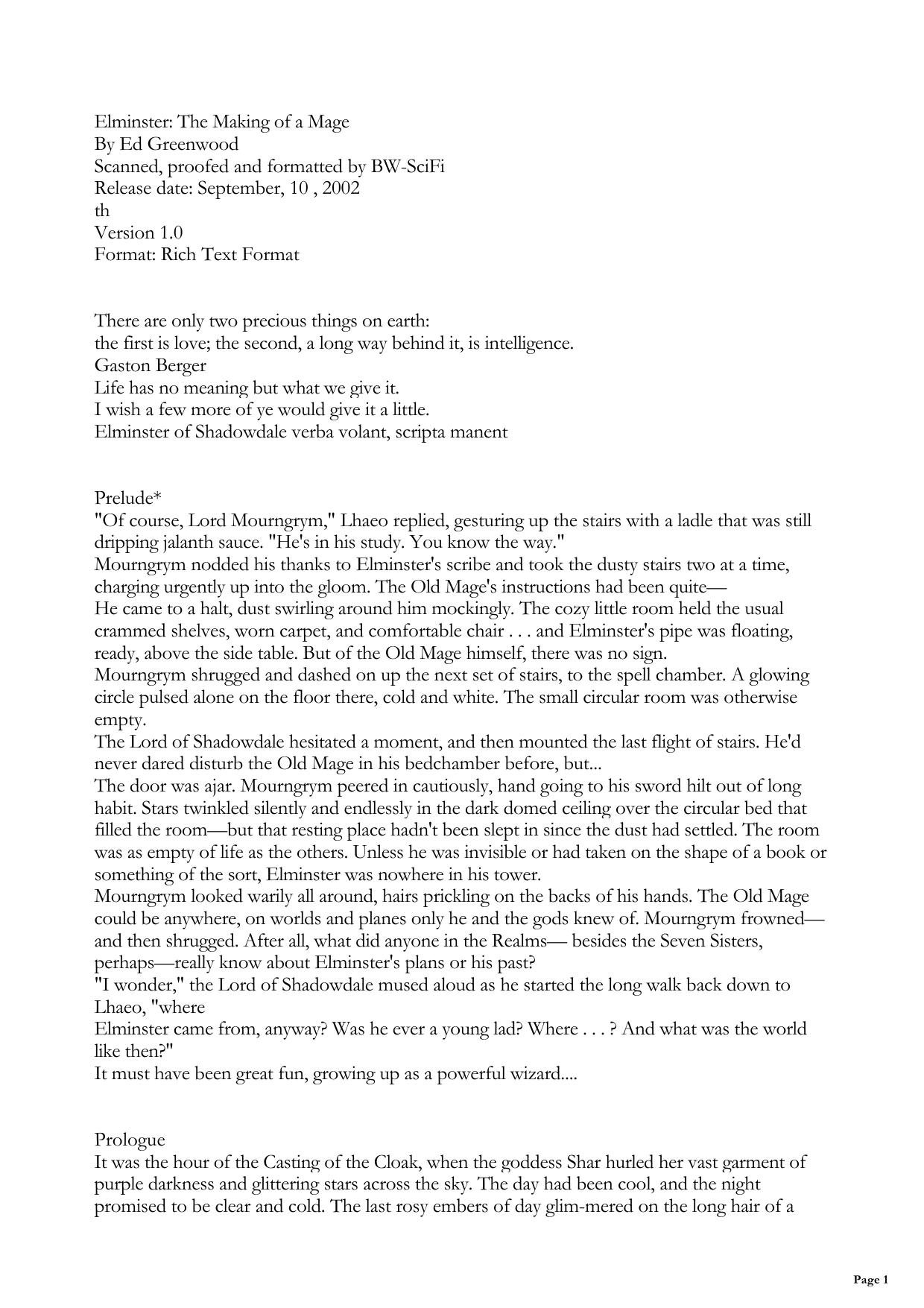 Elminster 1 - The Making of a Mage