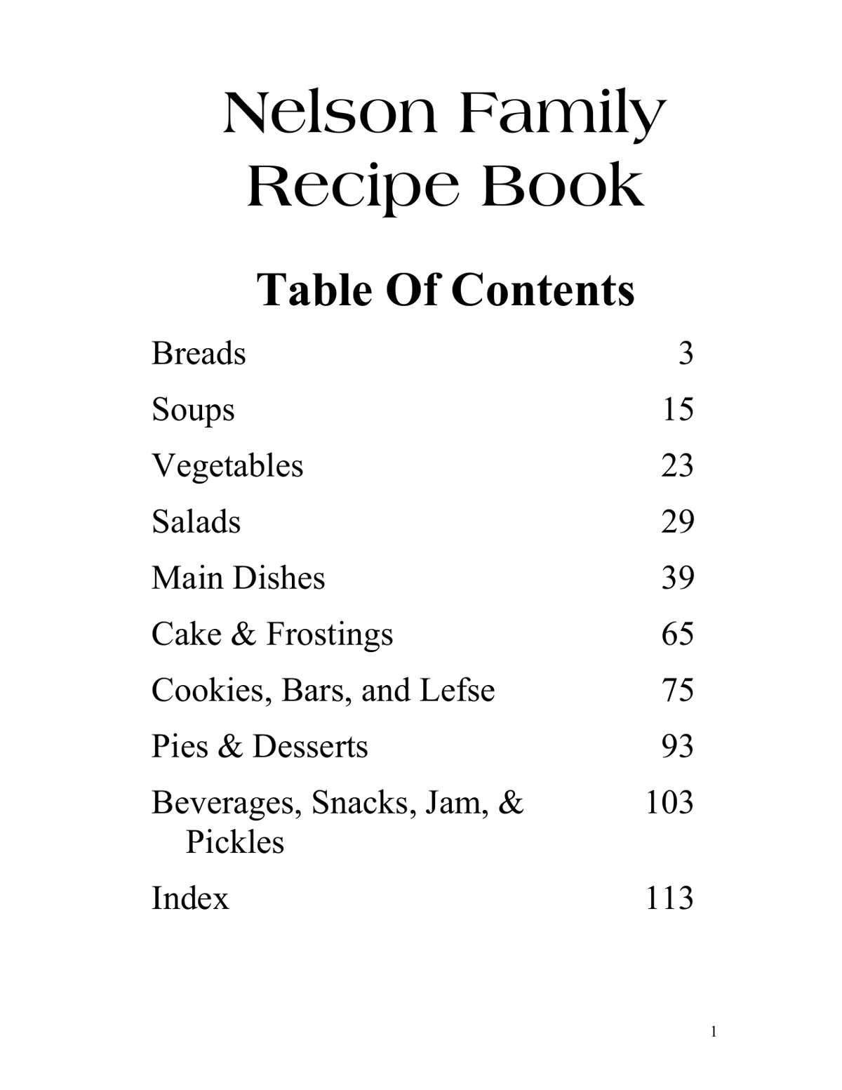 Nelson Family Cookbook