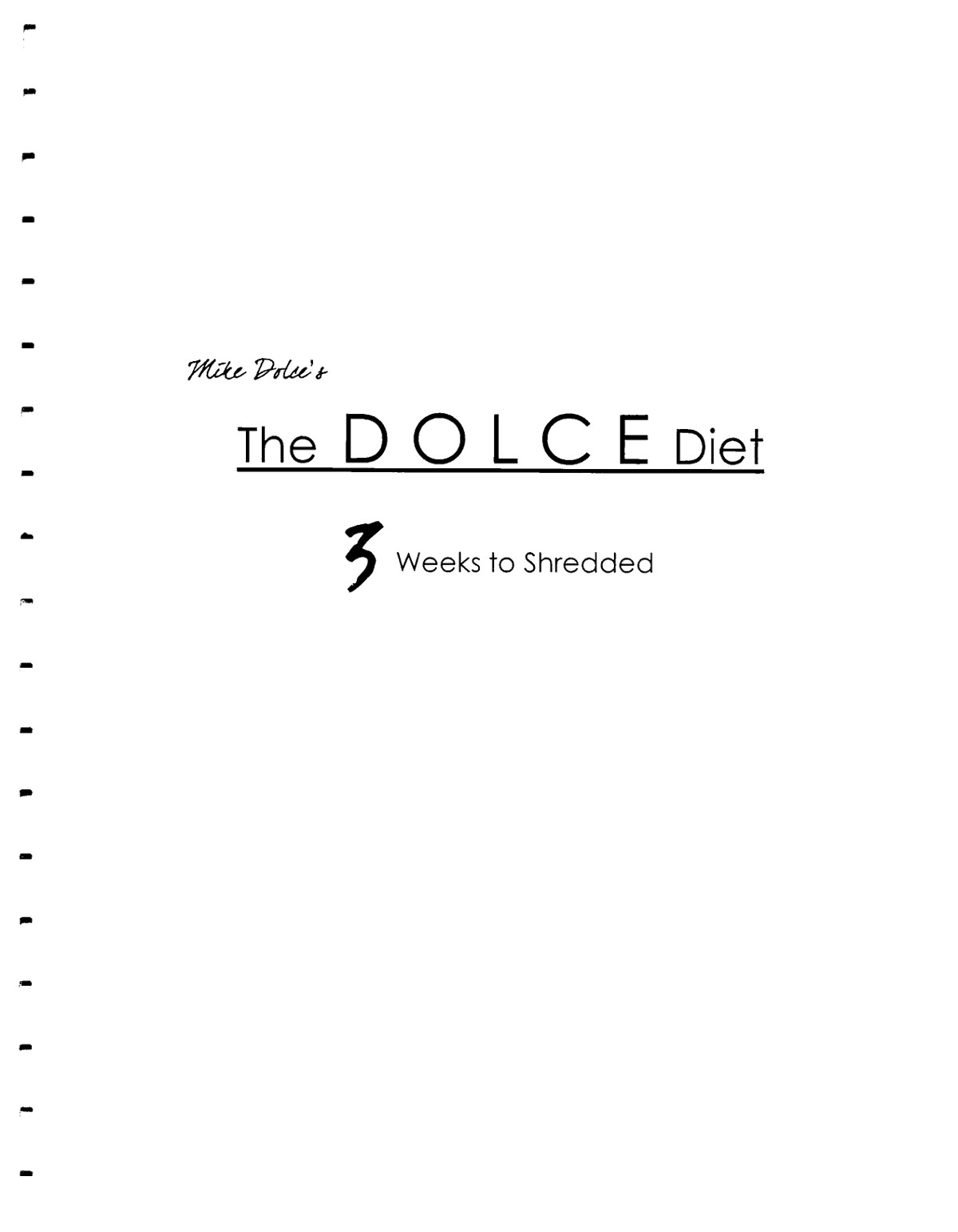 The Dolce Diet 3 Weeks to Shredded