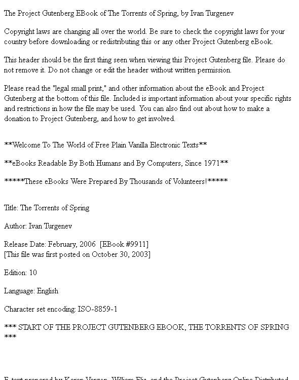 The Torrents of Spring