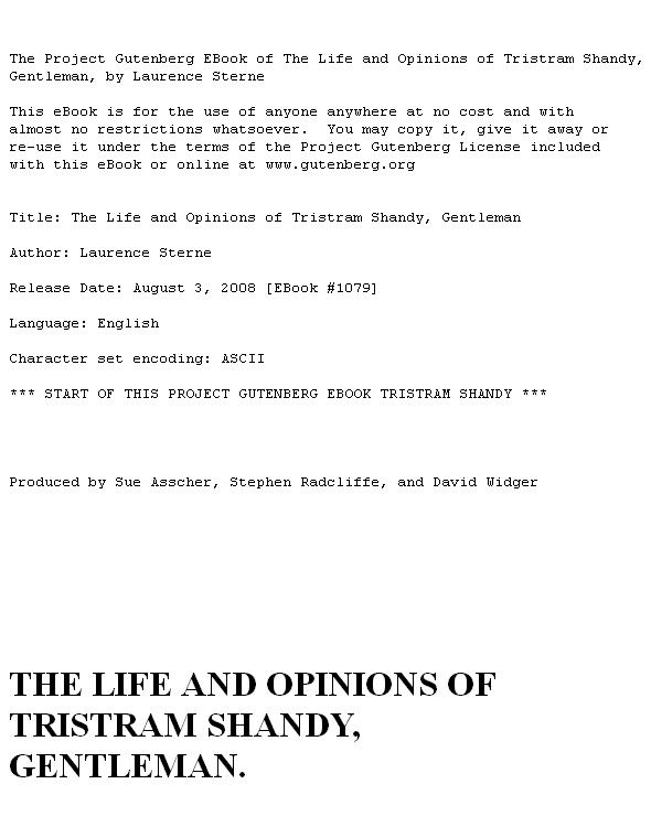 The Life and Opinions of Tristram Shandy, Gentleman