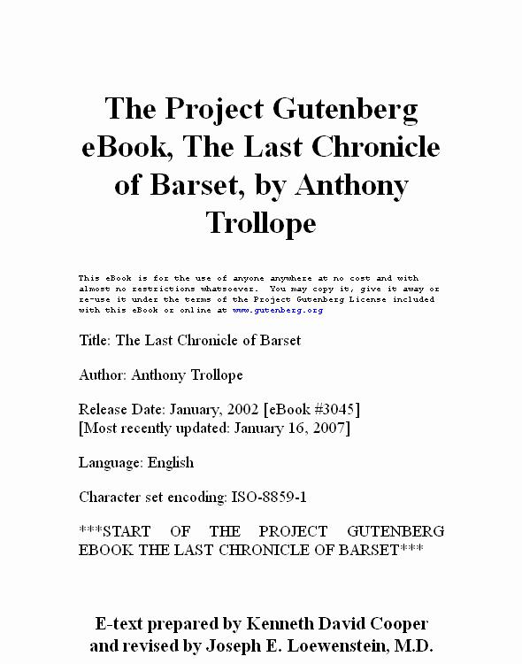 The Last Chronicle of Barset