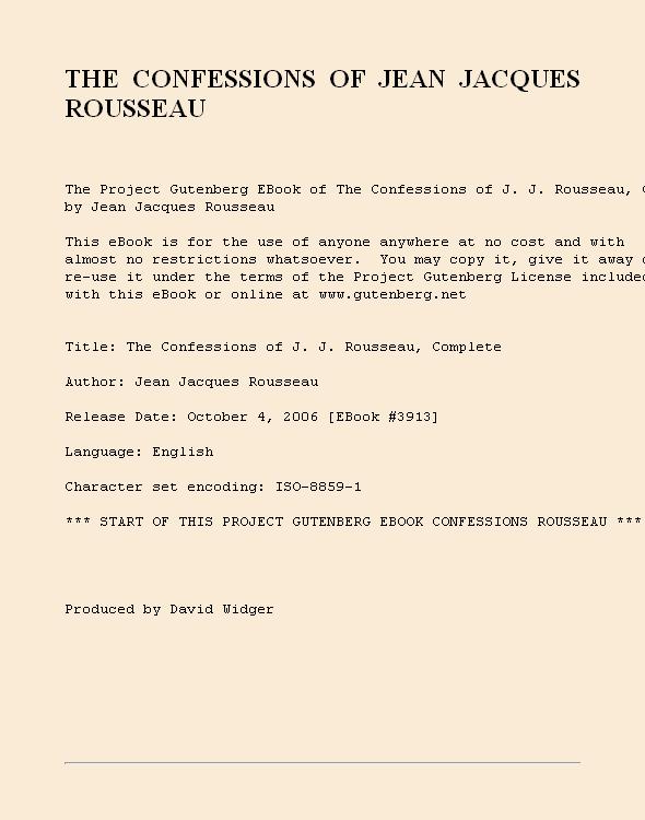 The Confessions of J. J. Rousseau — Complete