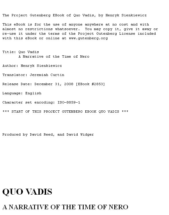 Quo Vadis: a narrative of the time of Nero