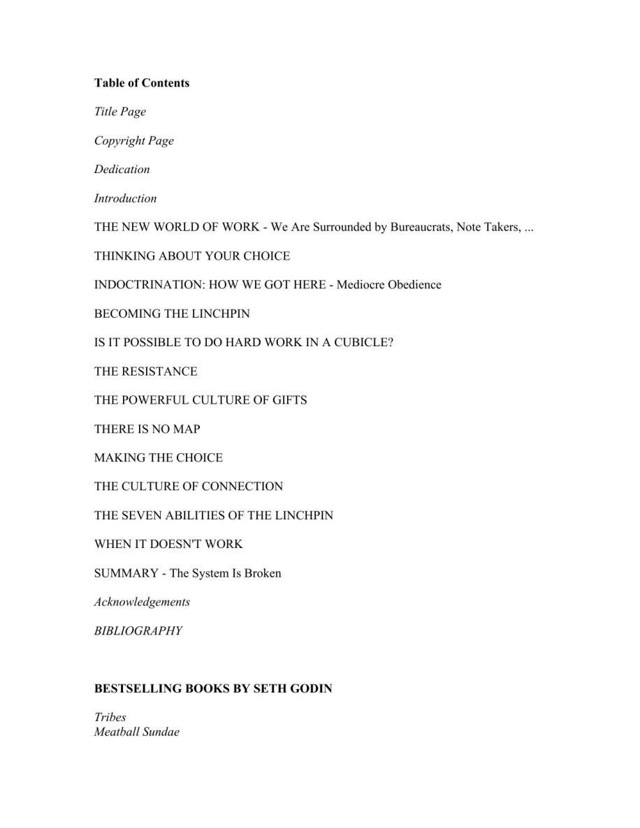 Linchpin: Are You Indispensable?