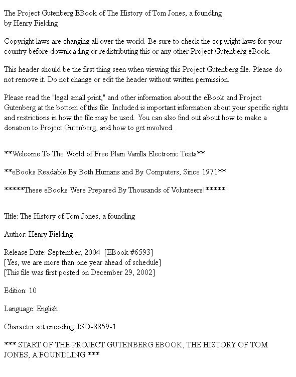 History of Tom Jones, a Foundling