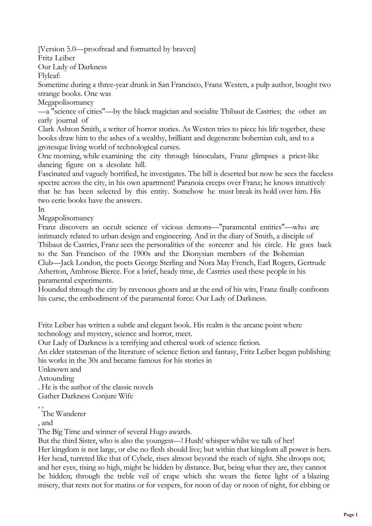 Our Lady of Darkness