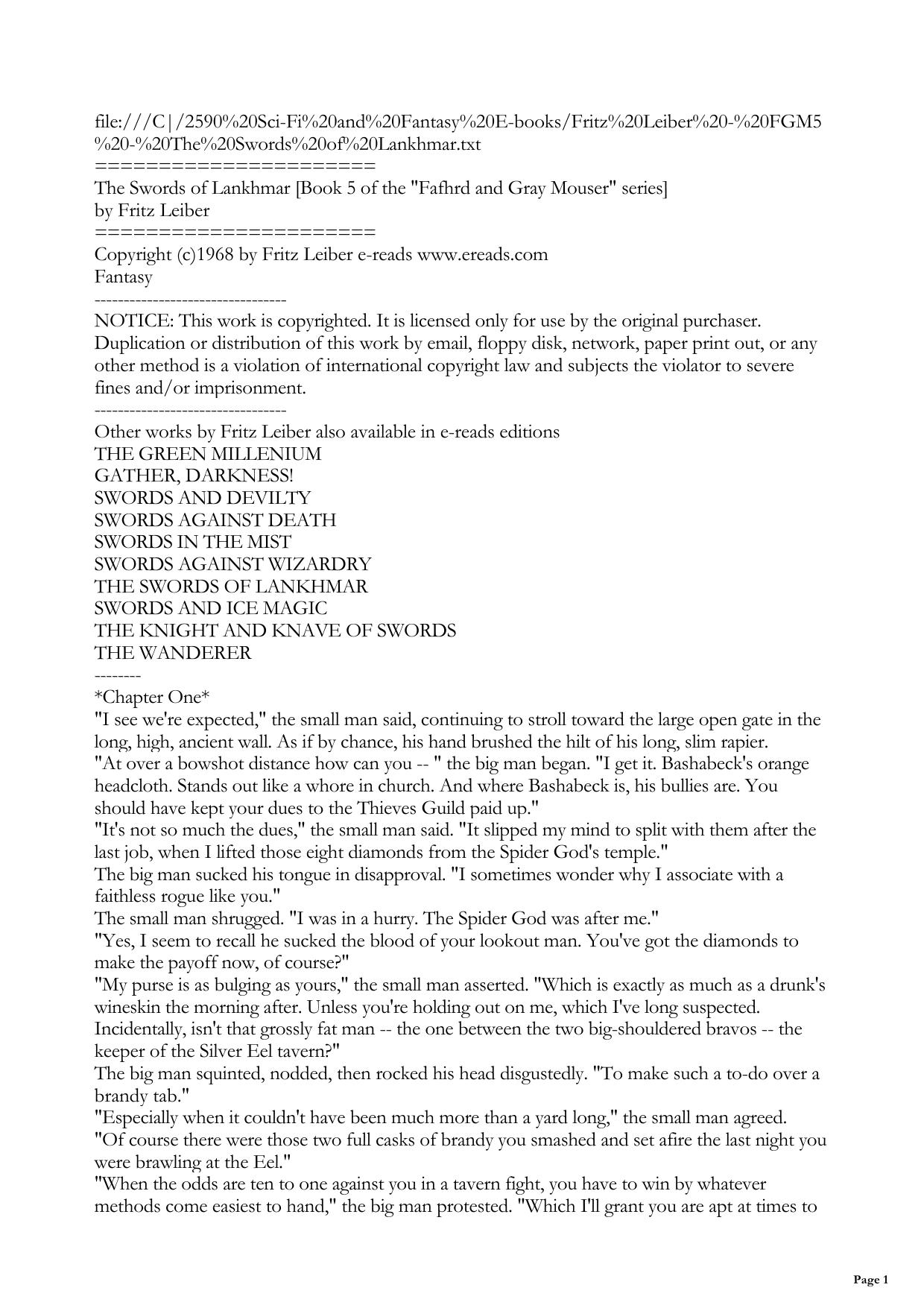 The Swords of Lankhmar