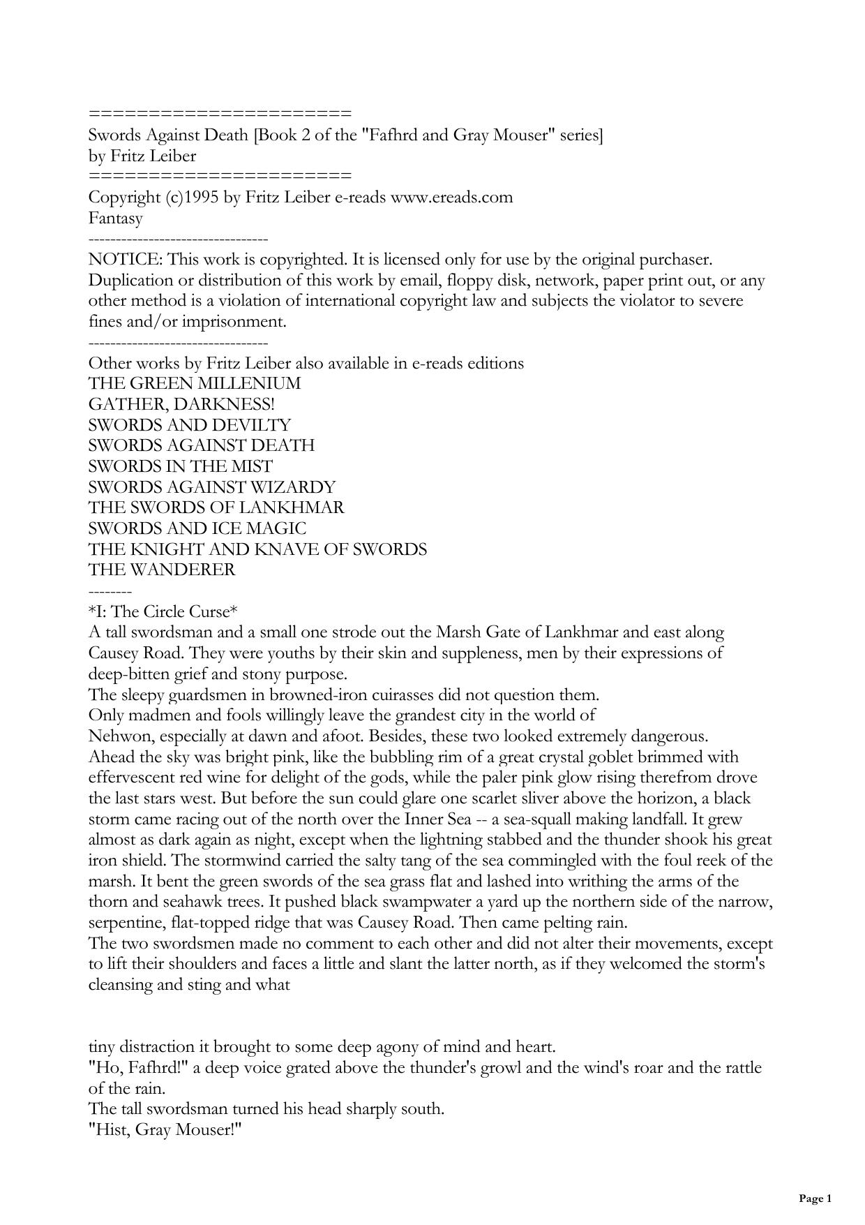 Swords Against Death