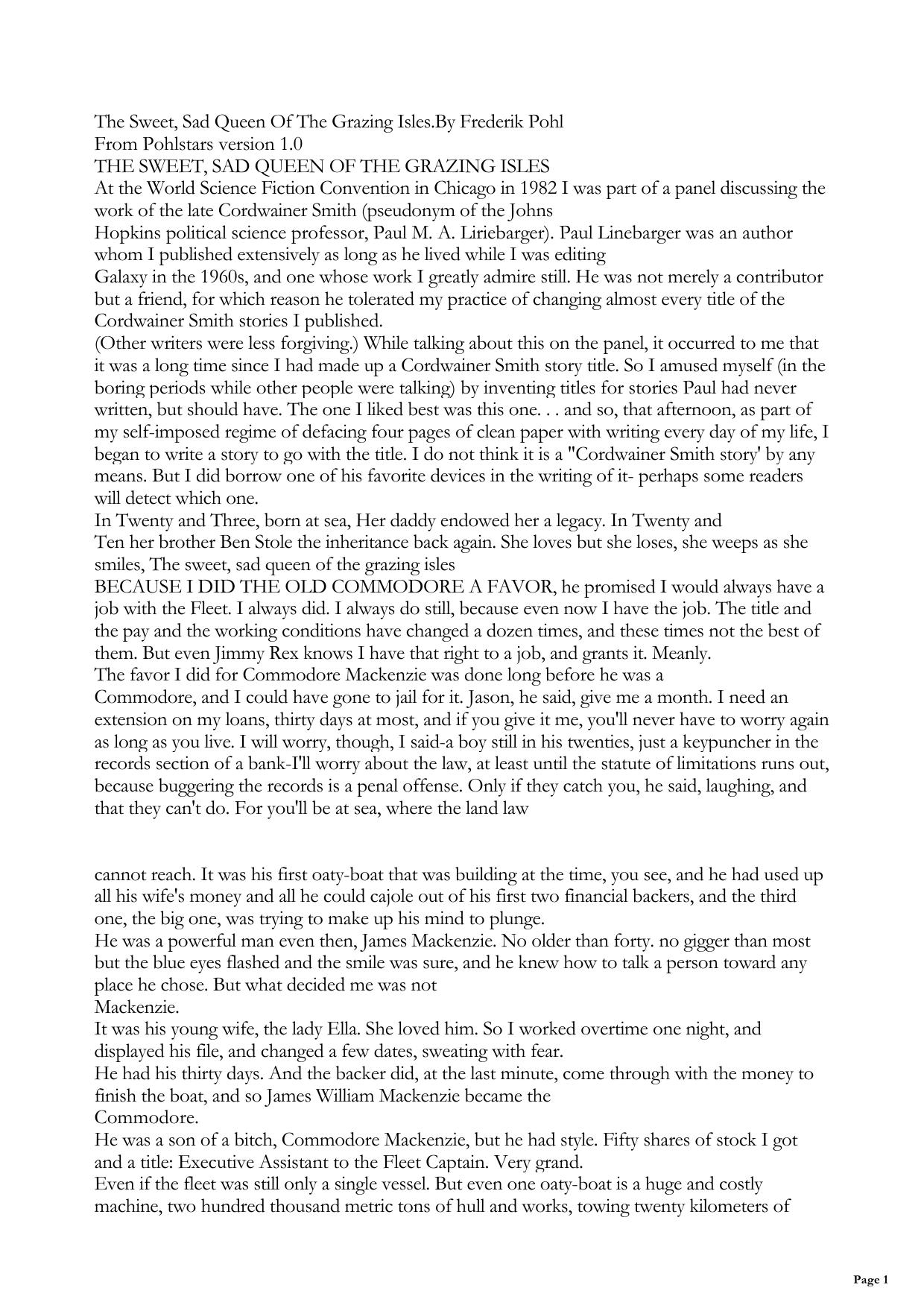 The Sweet, Sad Queen Of The Grazing Isles