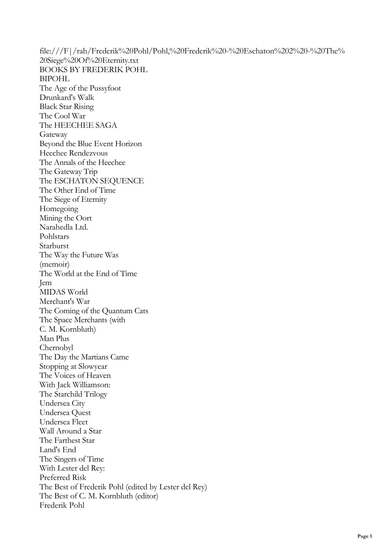 The Siege of Eternity