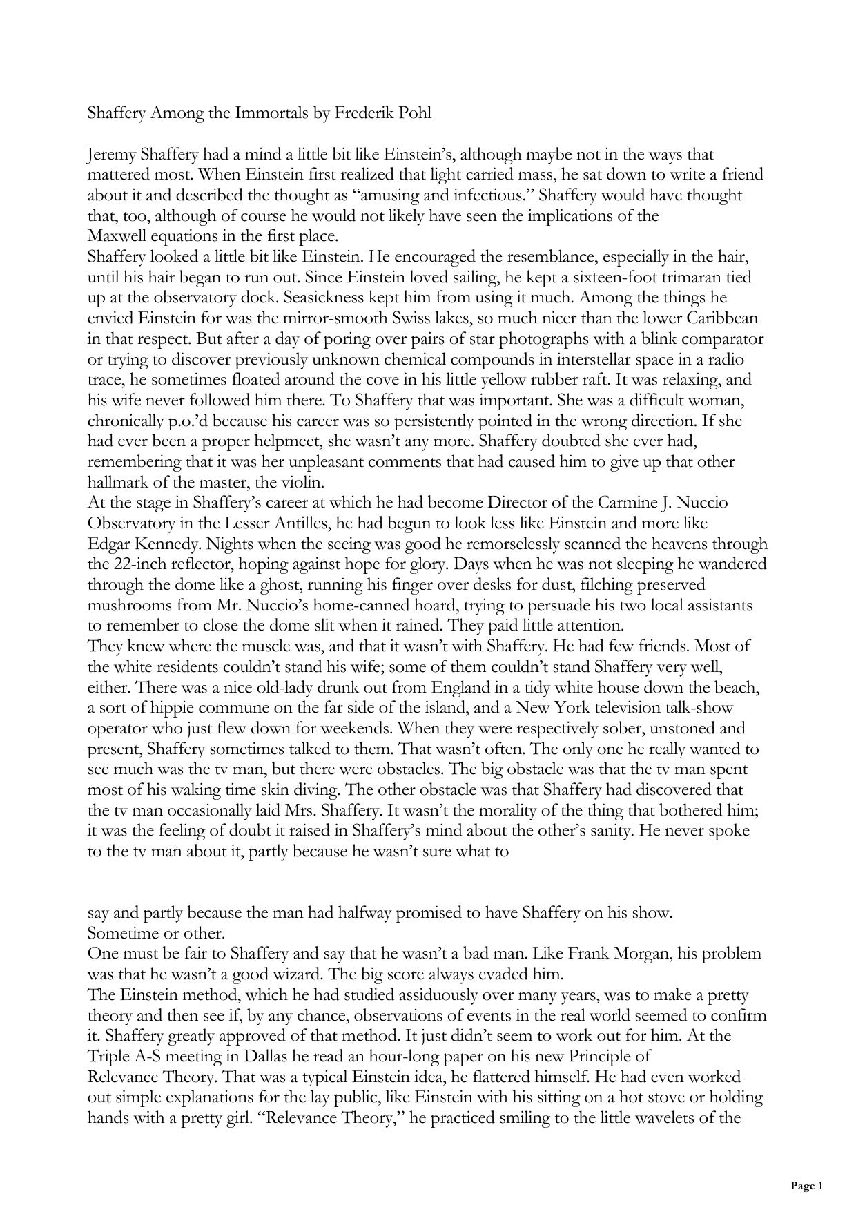 Shaffery Among the Immortals