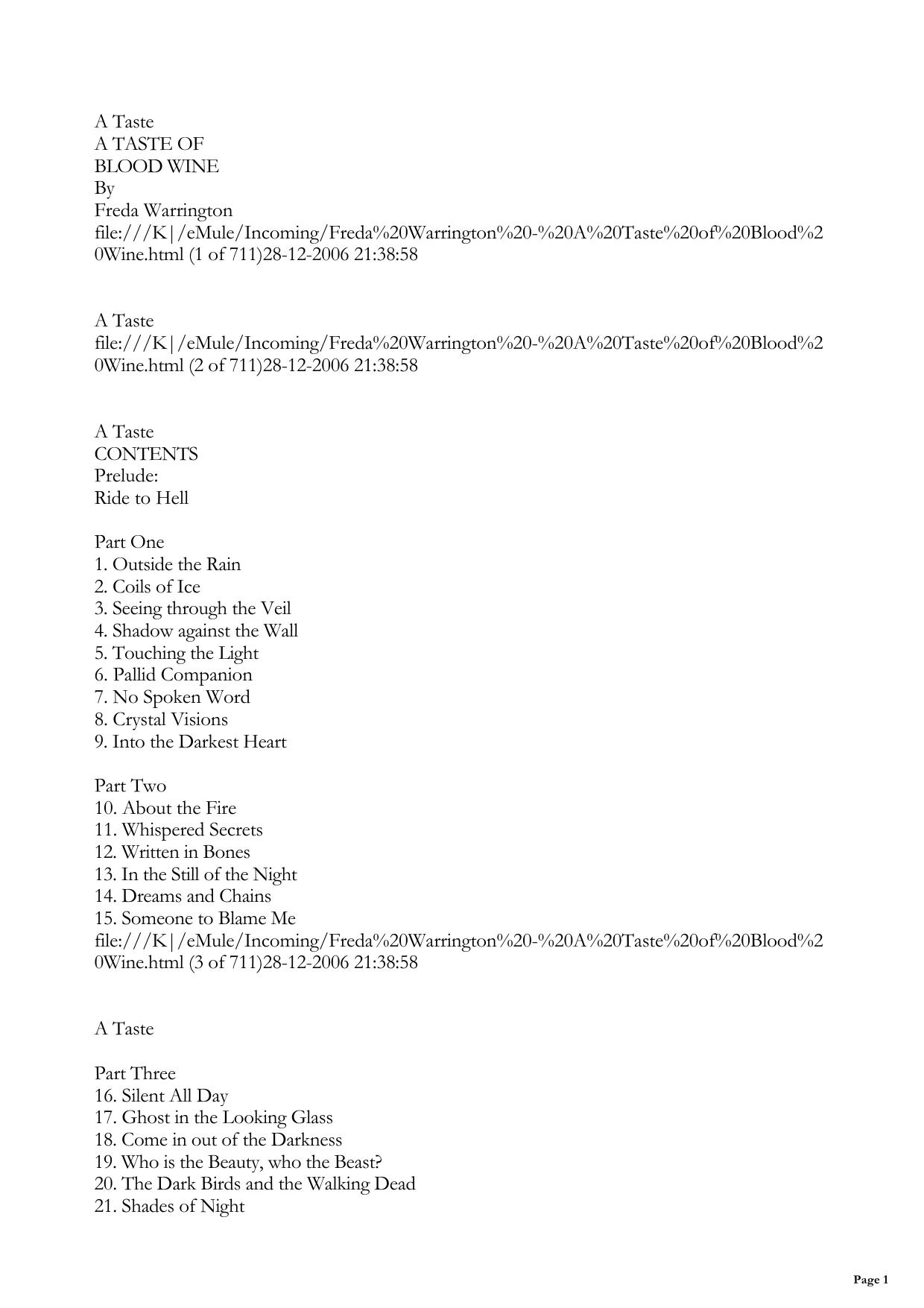 A Taste of Blood Wine