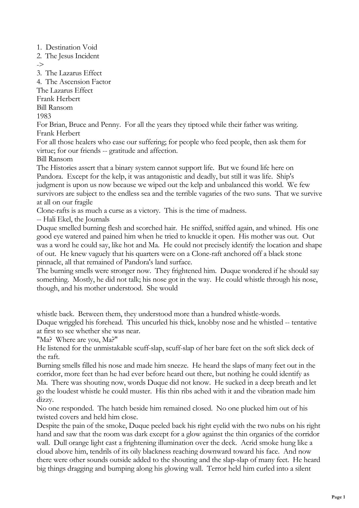 Destination Void 3 The Lazarus Effect