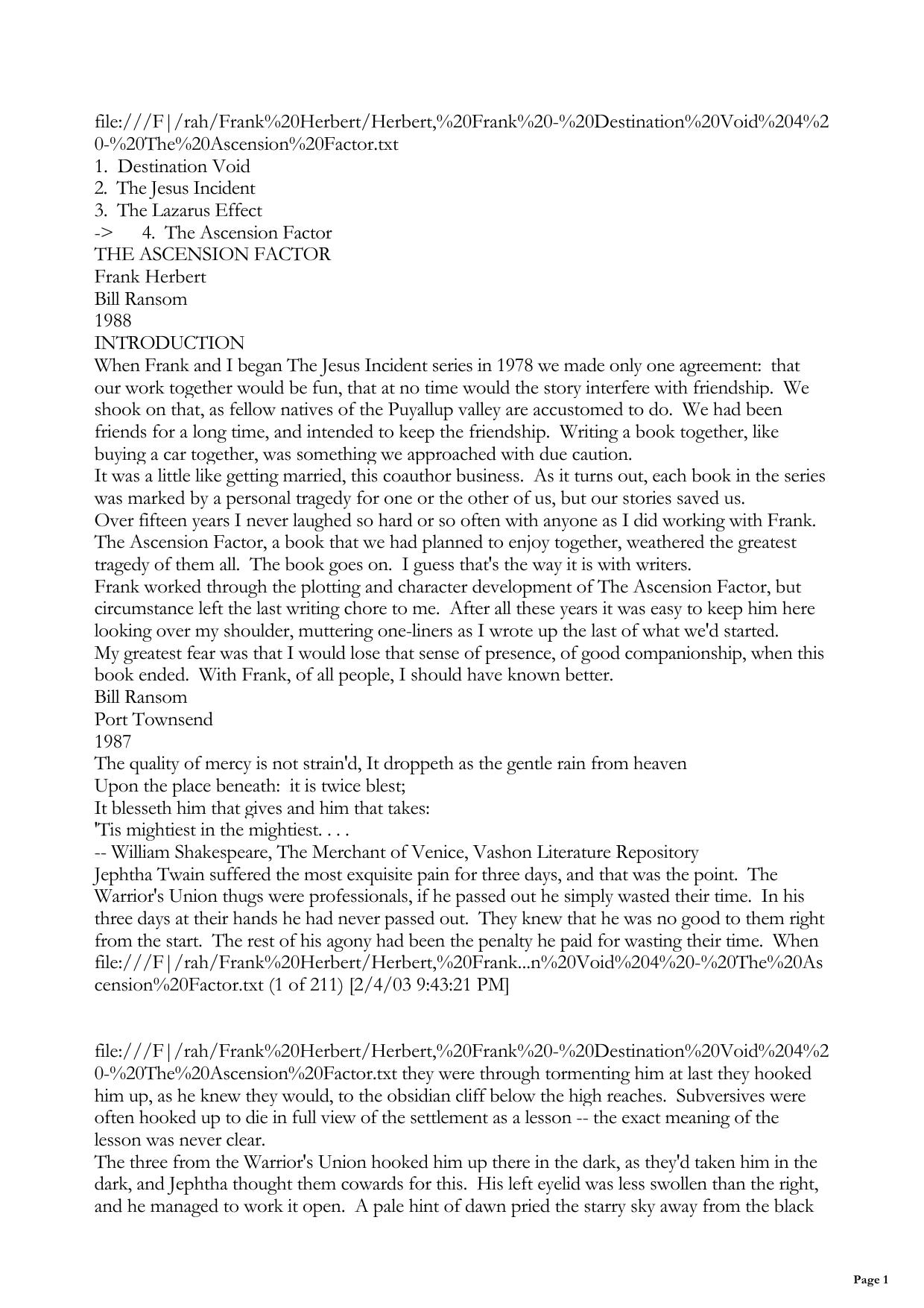 Destination Void 4 The Ascenscion Factor