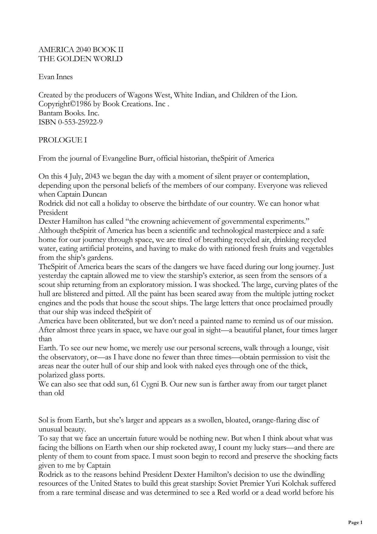 America 2040 02 - Golden World