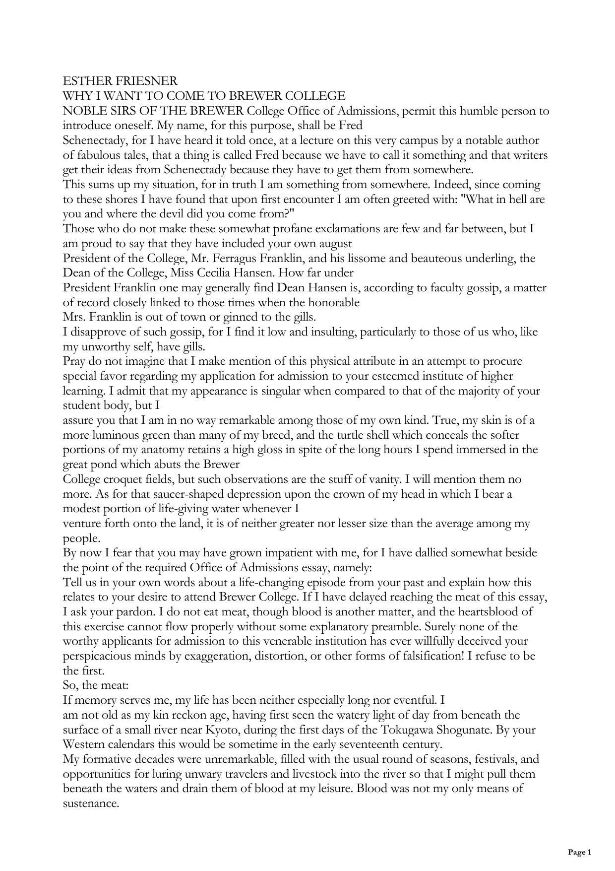 Why I want to come to Brewer College