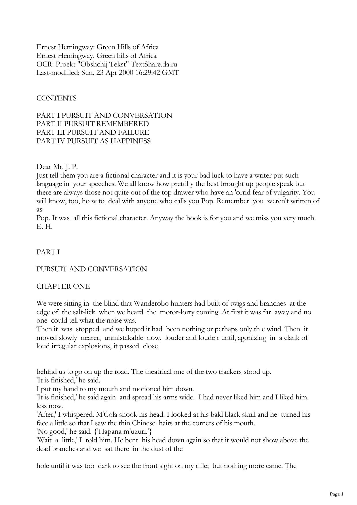 Green Hills of Africa