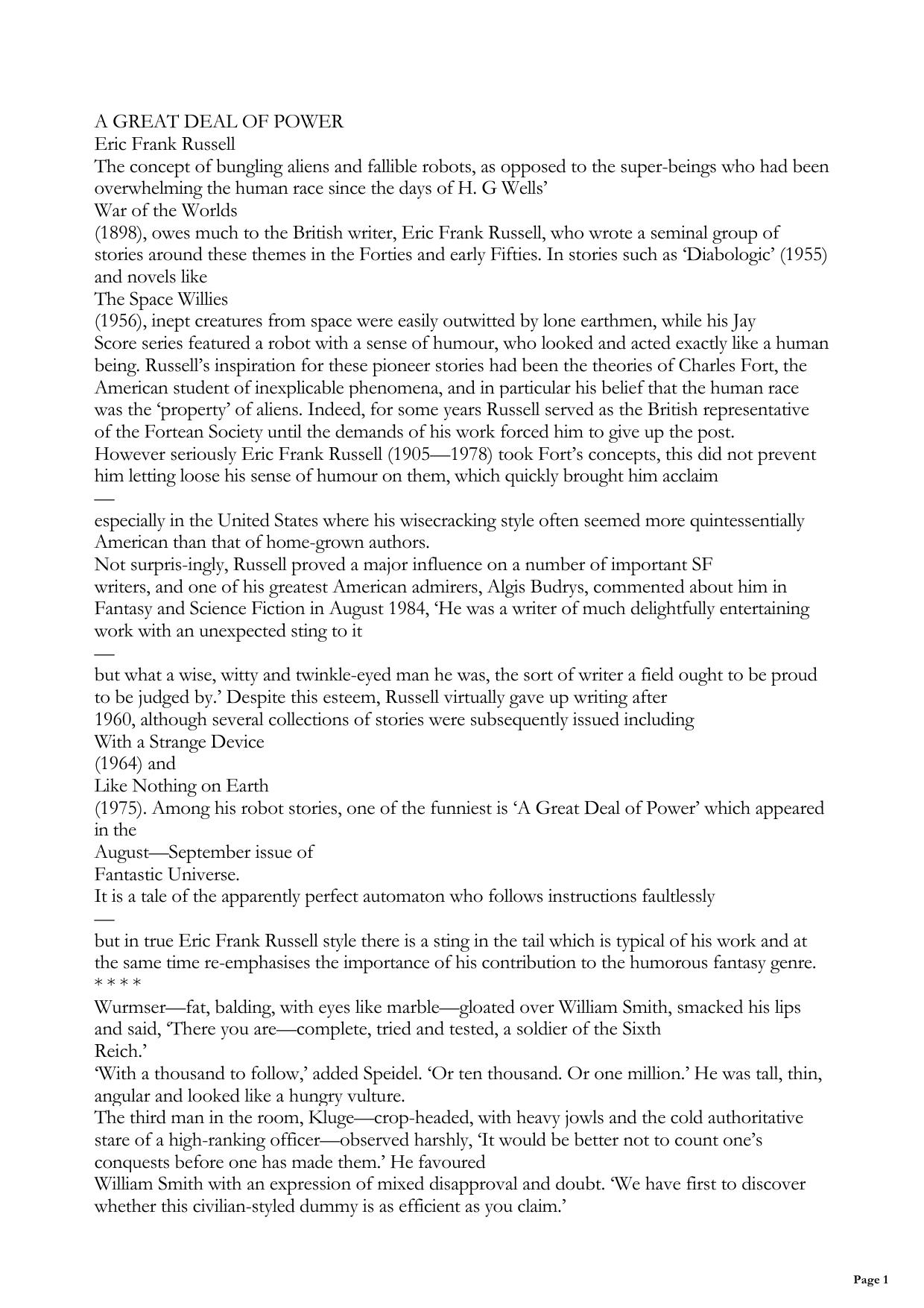 A Great Deal of Power