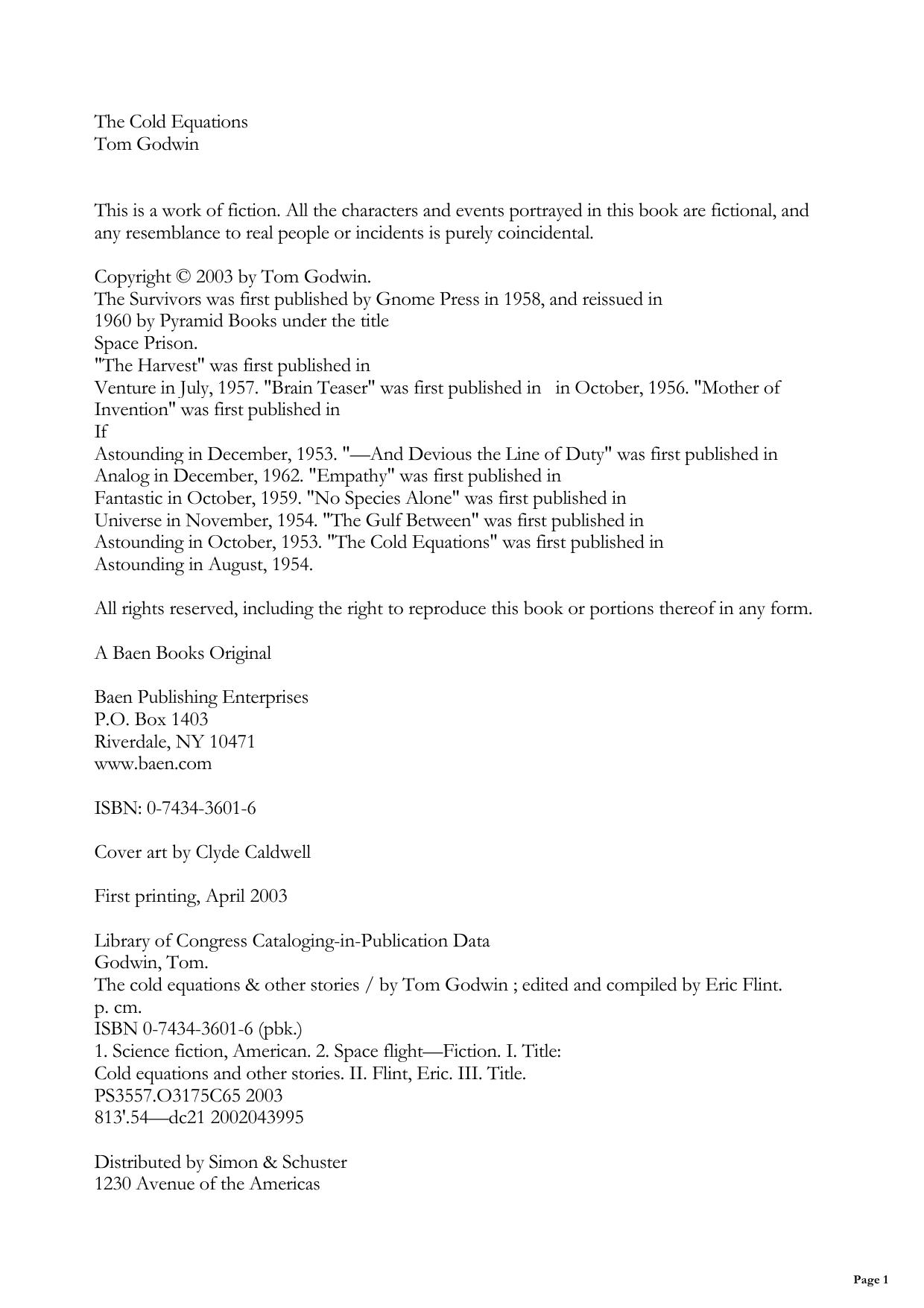 The Cold Equations (Tom Godwin)