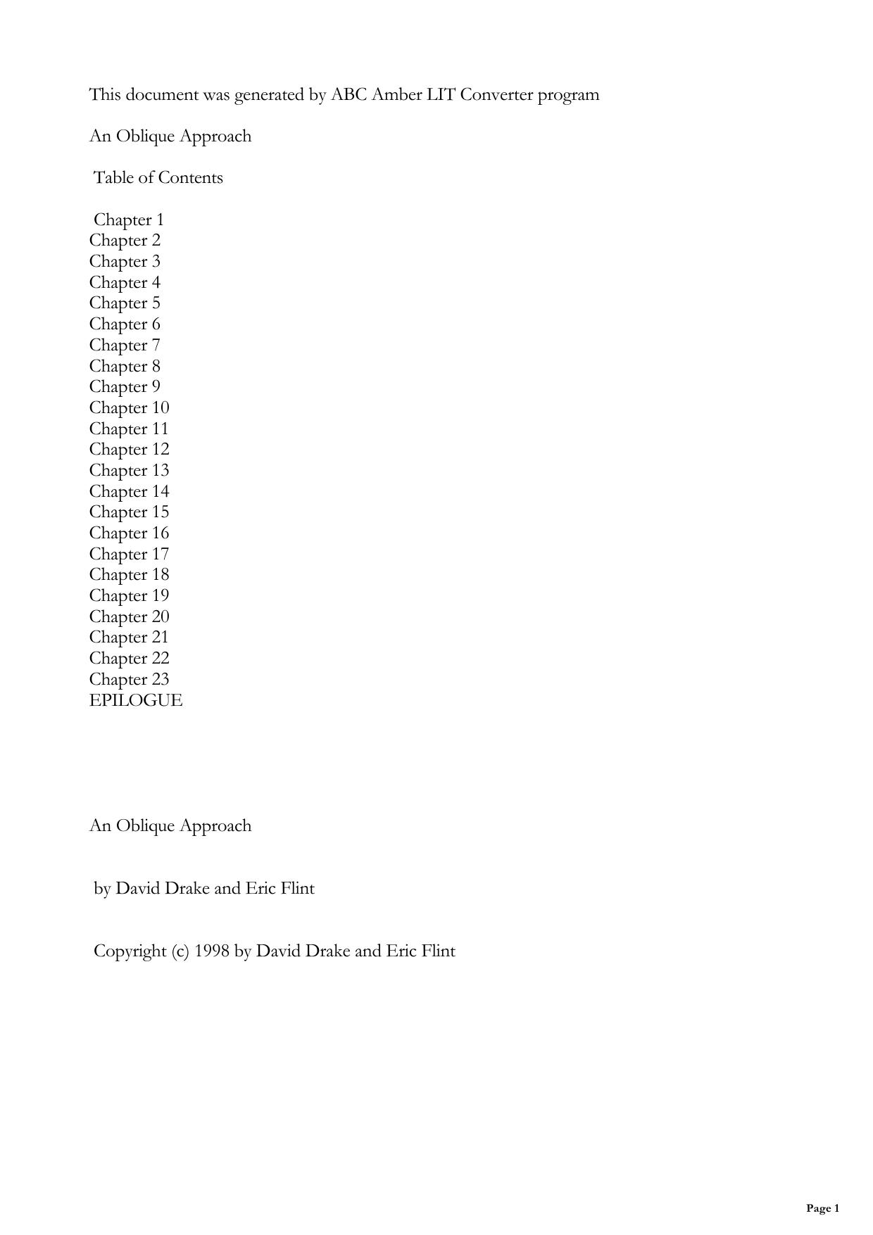 An Oblique Approach (David Drake)