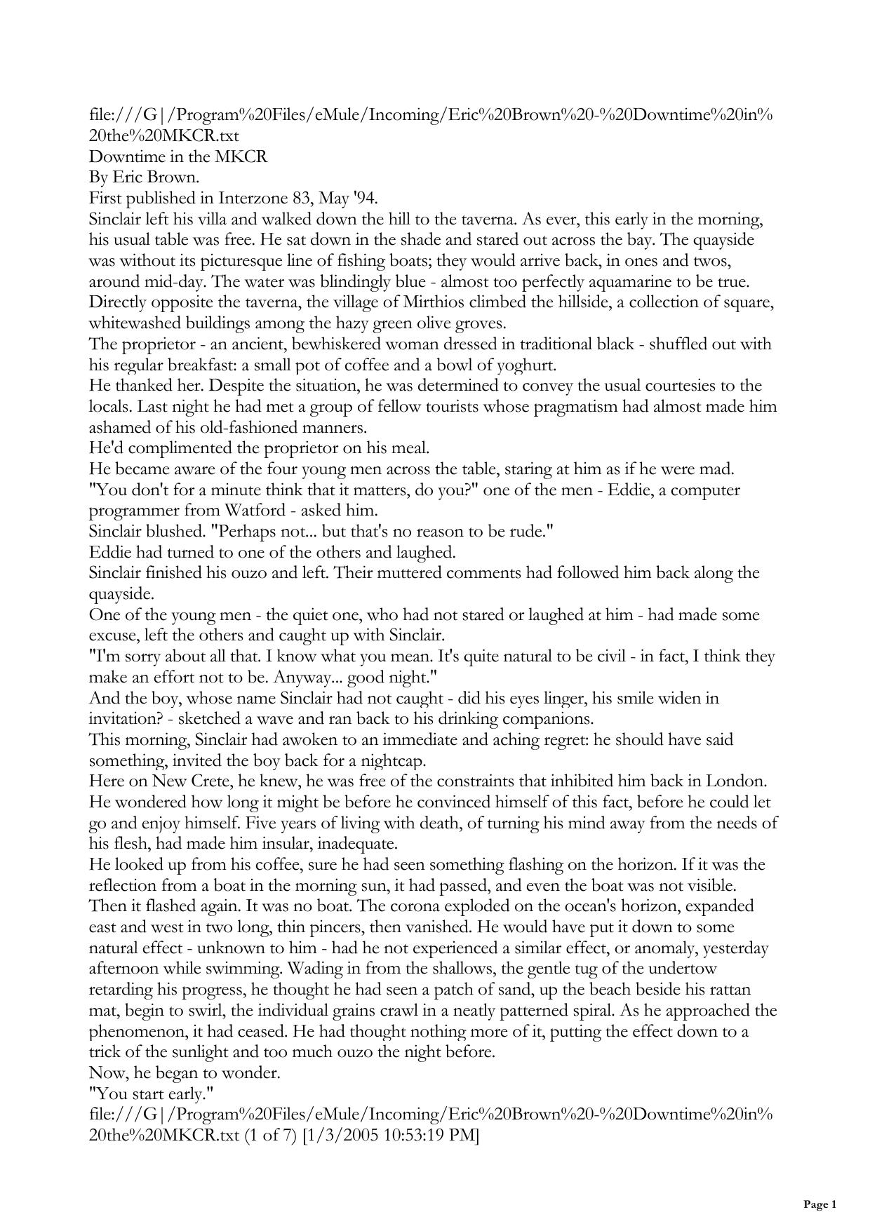 Downtime in the MKCR