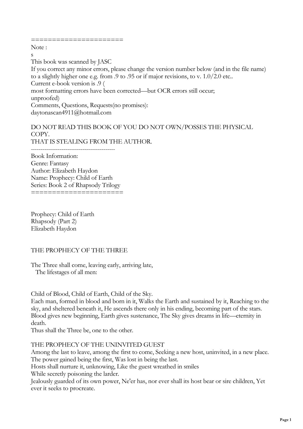 Prophecy, Child of Earth