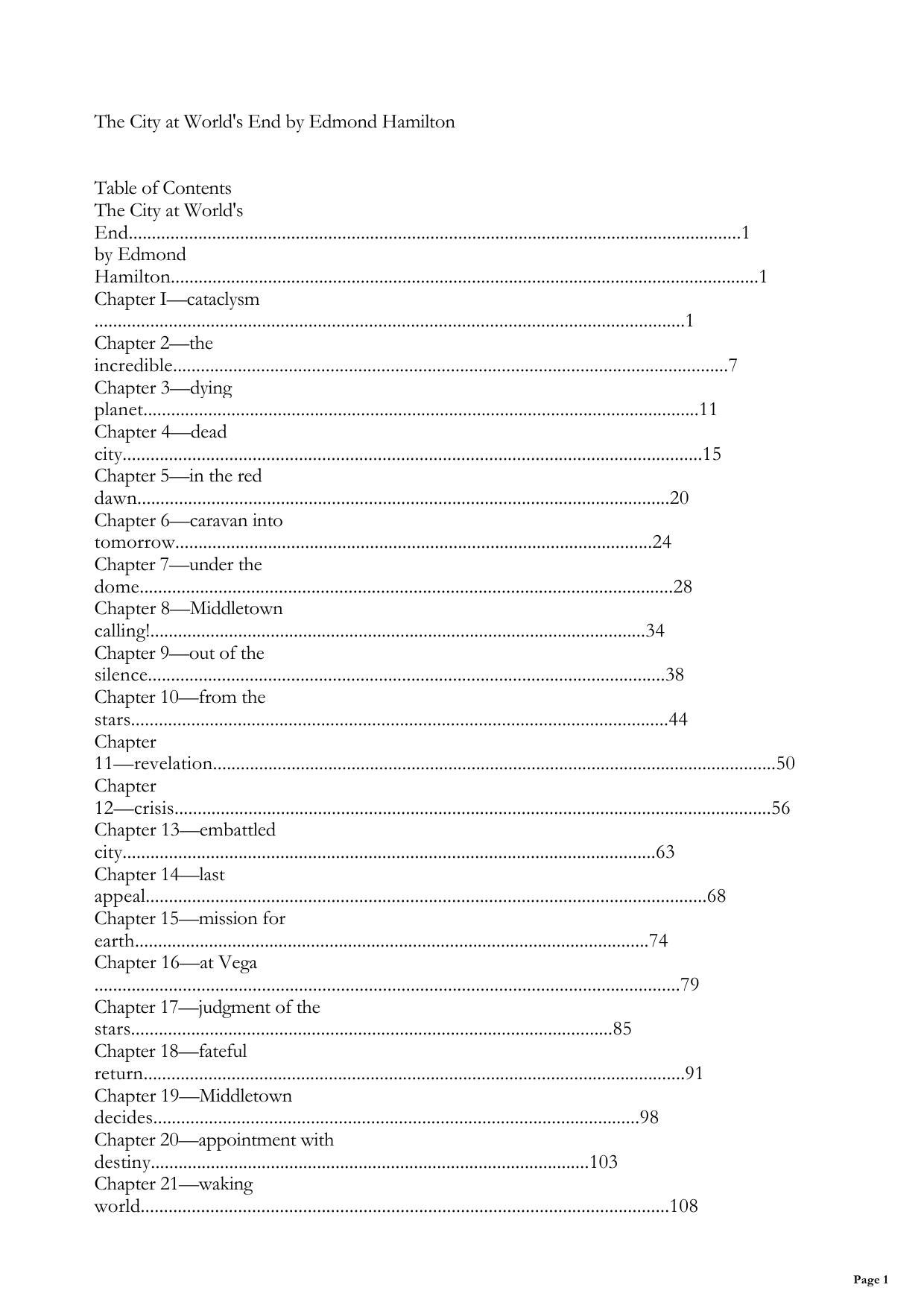 The City At World's End