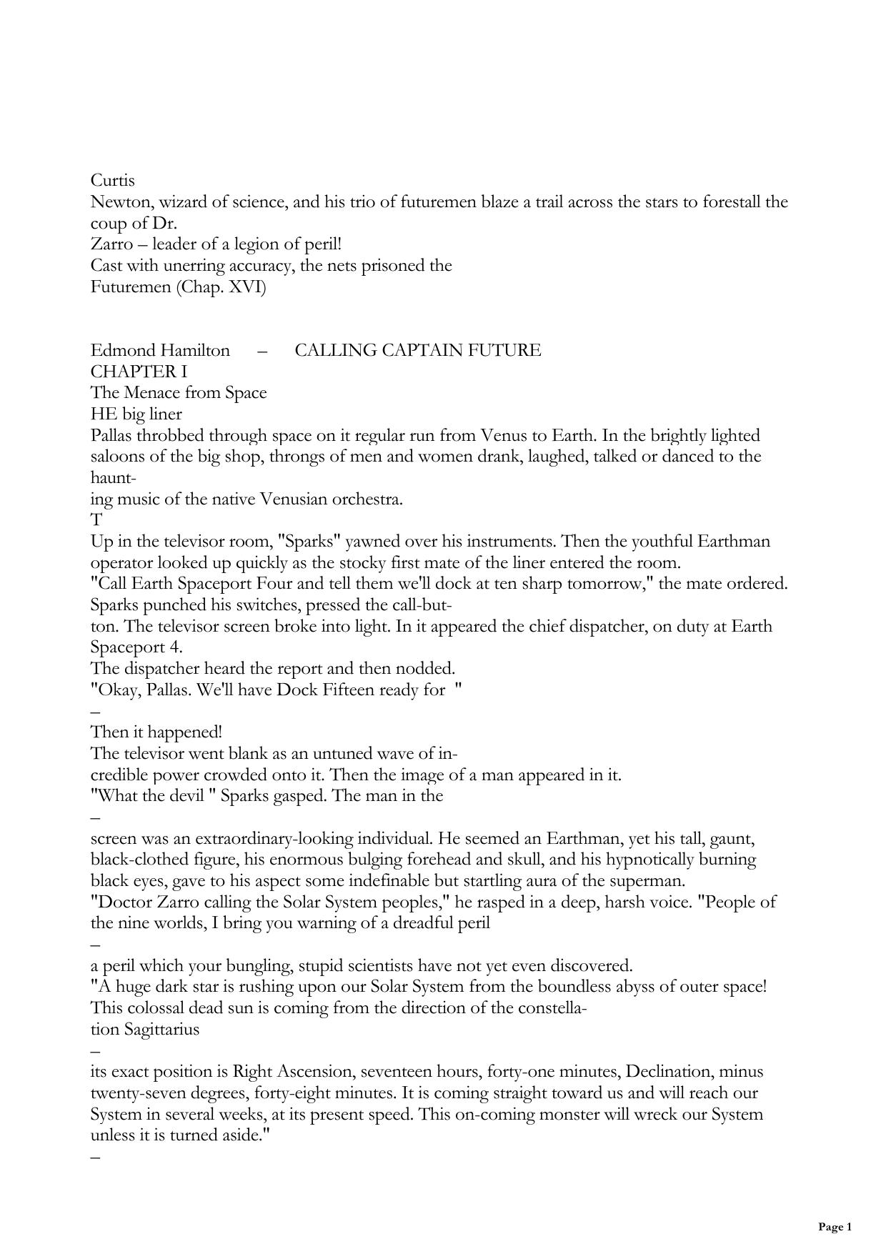 Calling Captain Future