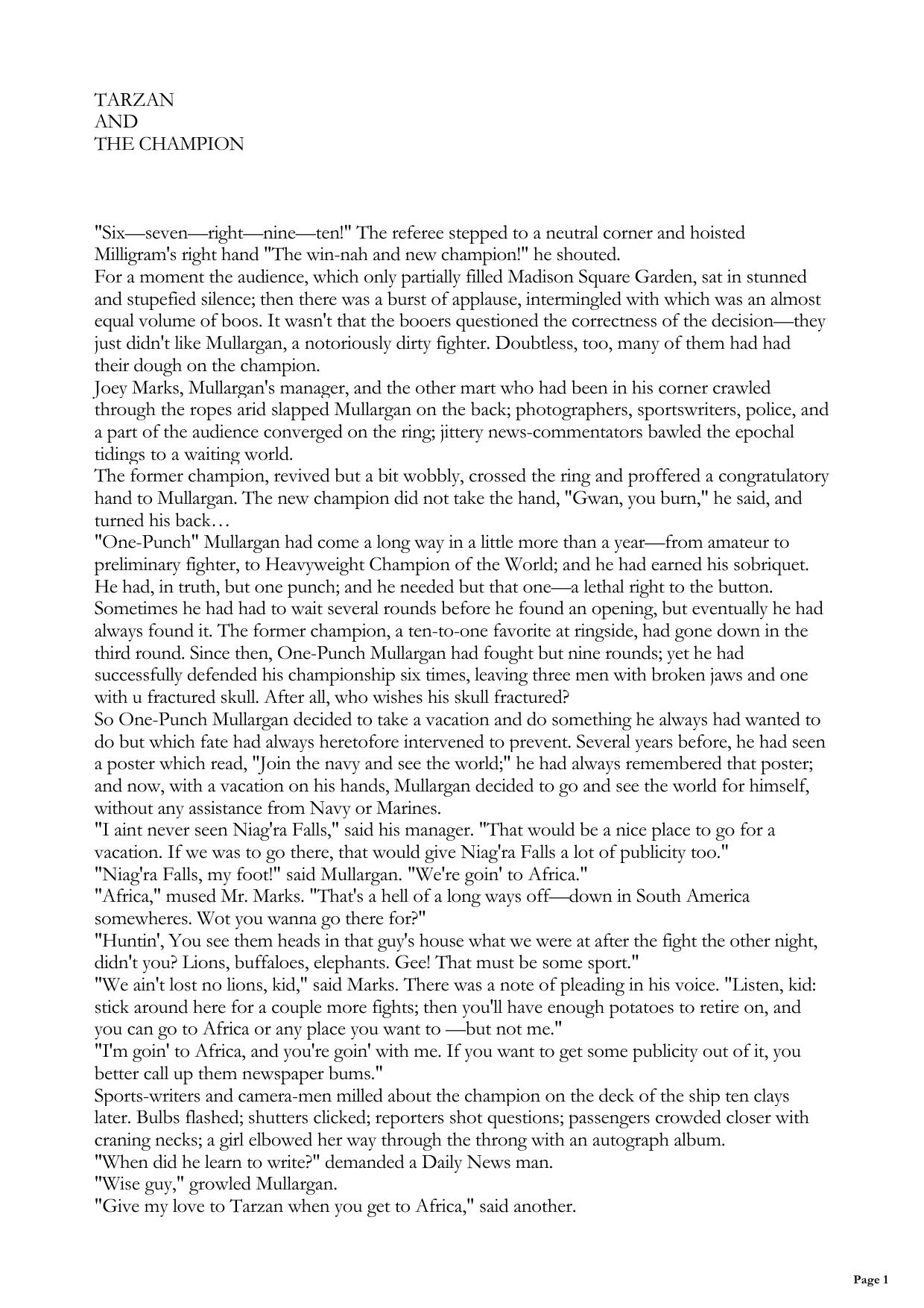 Tarzan And The Champion