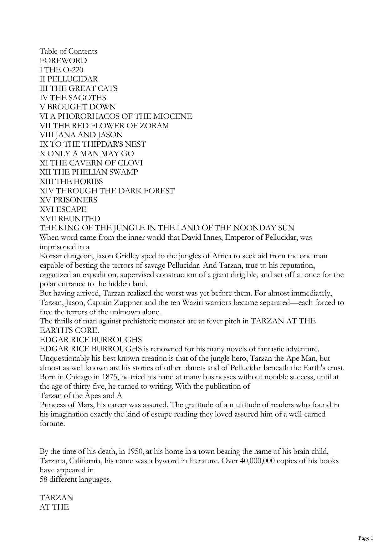 Tarzan At The Earth's Core