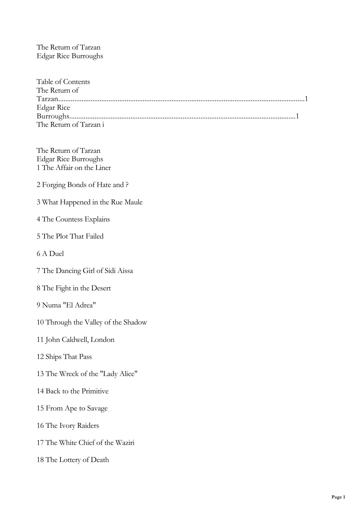 The Return of Tarzan