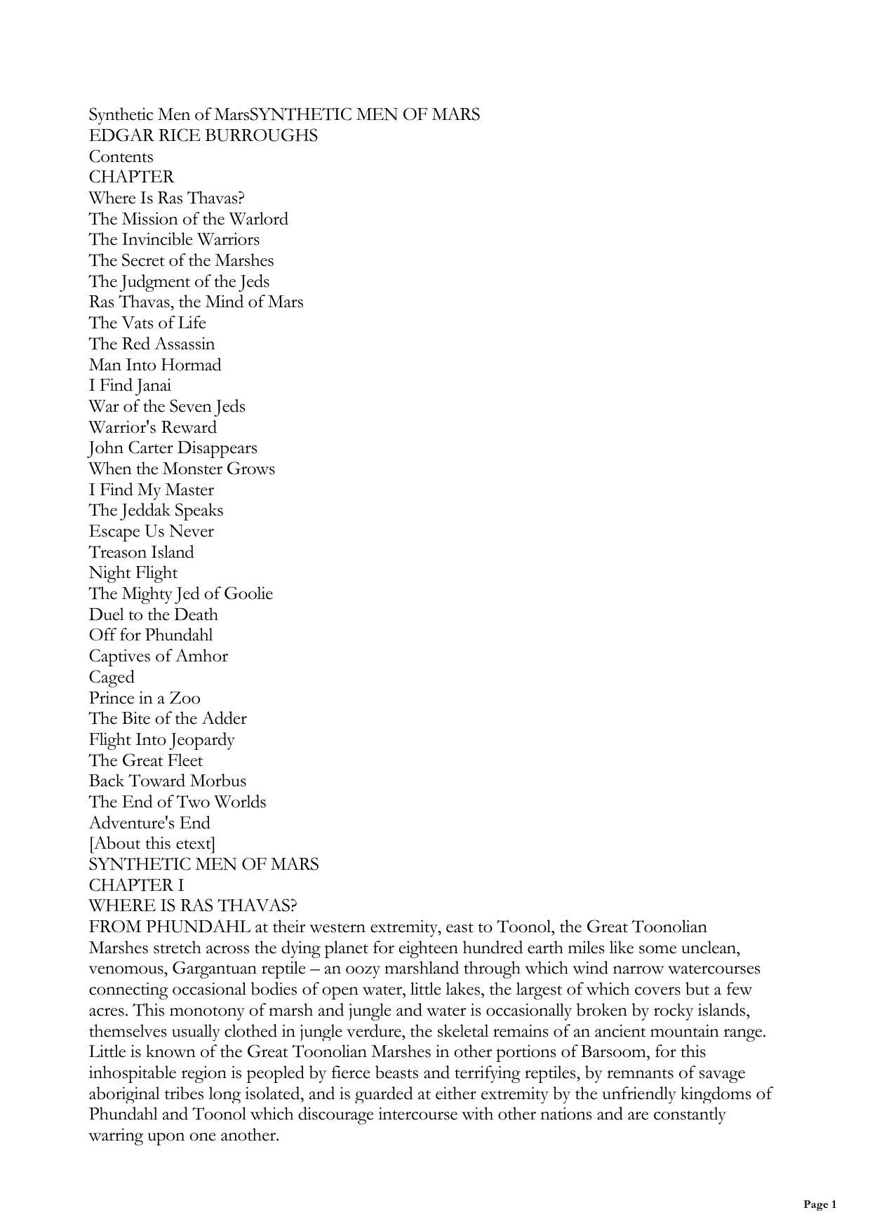 Synthetic Men of Mars