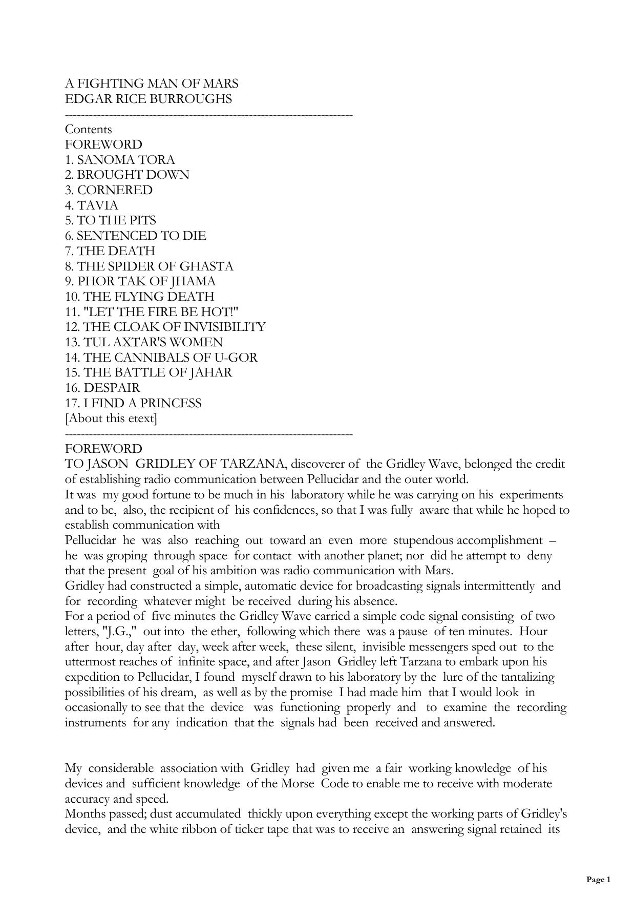 A Fighting Man Of Mars