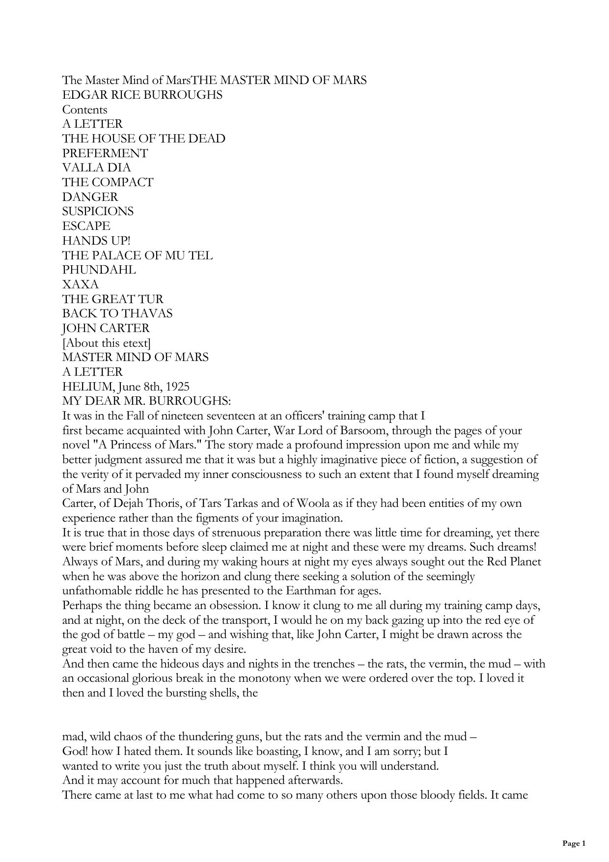 Master Mind of Mars, The